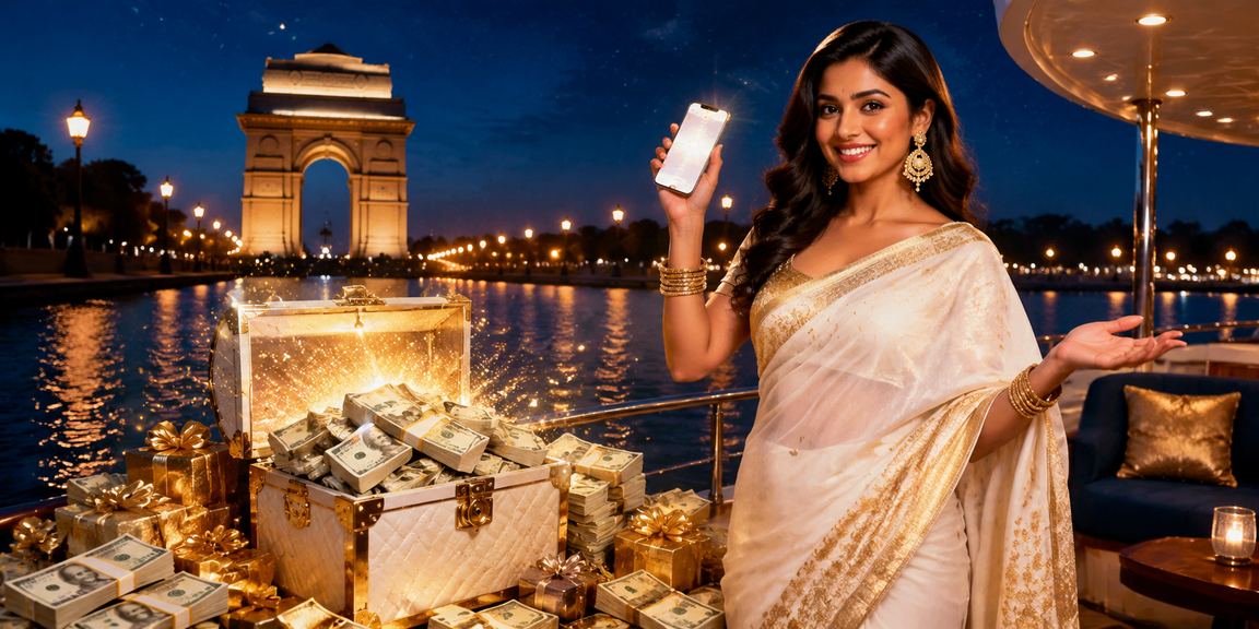 Delhi India Gate with mobile payment concept